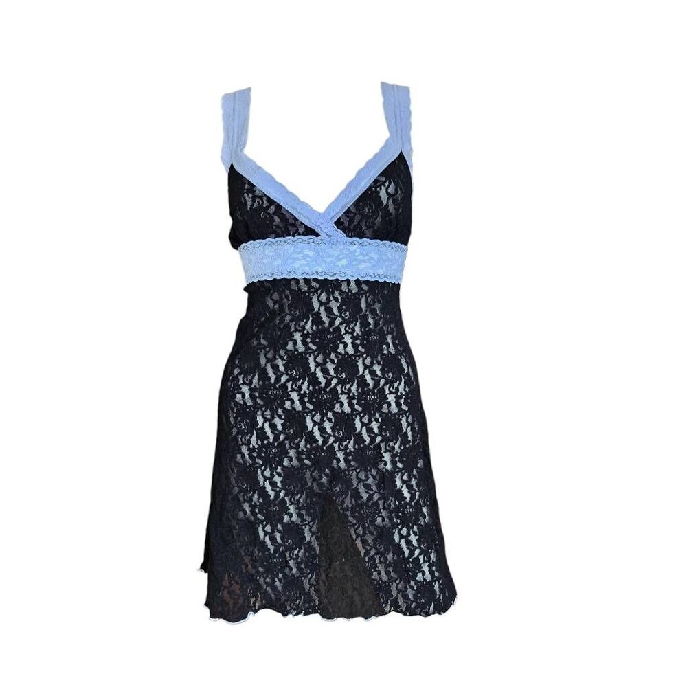 90s vintage goth lace babydoll mini dress